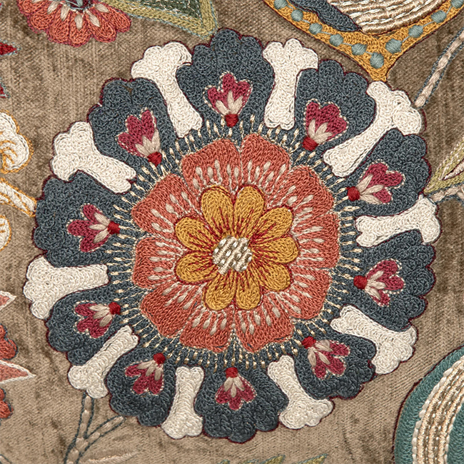 Botanical Pattern Fringed Lumbar Cushion - alternate view