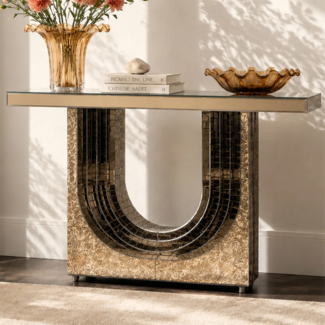 Modern U-Shaped Console Table - alternate view