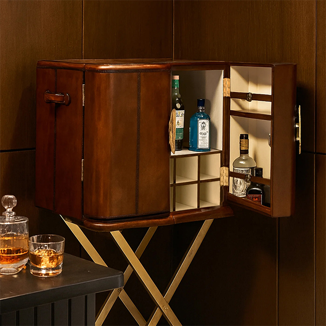 Leather Portable Bar Cabinet - alternate view